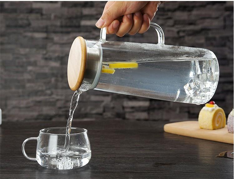 High borosilicate glass straight body water bottle for cooling boiled water, large-capacity transparent glass juice cold water bottle for office pic 9