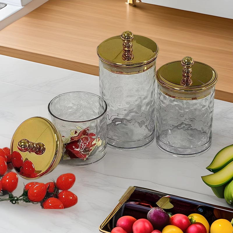密封罐食品级塑料轻奢透明烫金糖果零食储物罐五谷杂粮跨境现货详情6