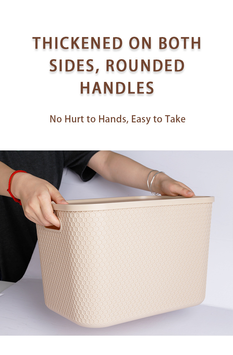 塑料零食收纳箱带盖家用衣服衣物收纳箱子超大号储物整理箱收纳篮详情4