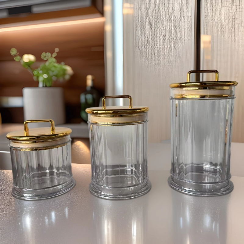 密封罐食品级塑料轻奢透明烫金糖果零食储物罐五谷杂粮跨境现货详情18