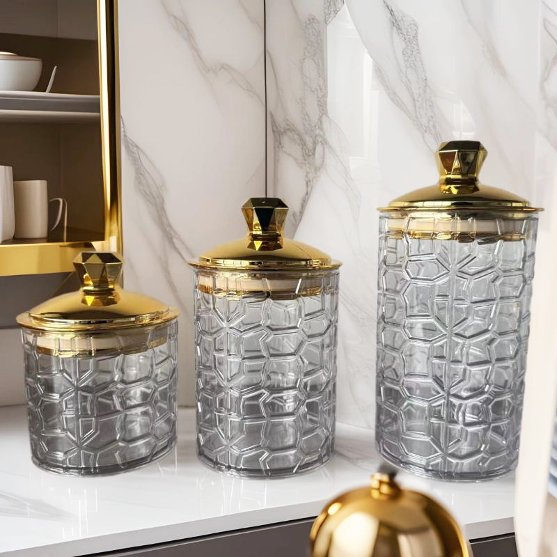 密封罐食品级塑料轻奢透明烫金糖果零食储物罐五谷杂粮跨境现货详情17