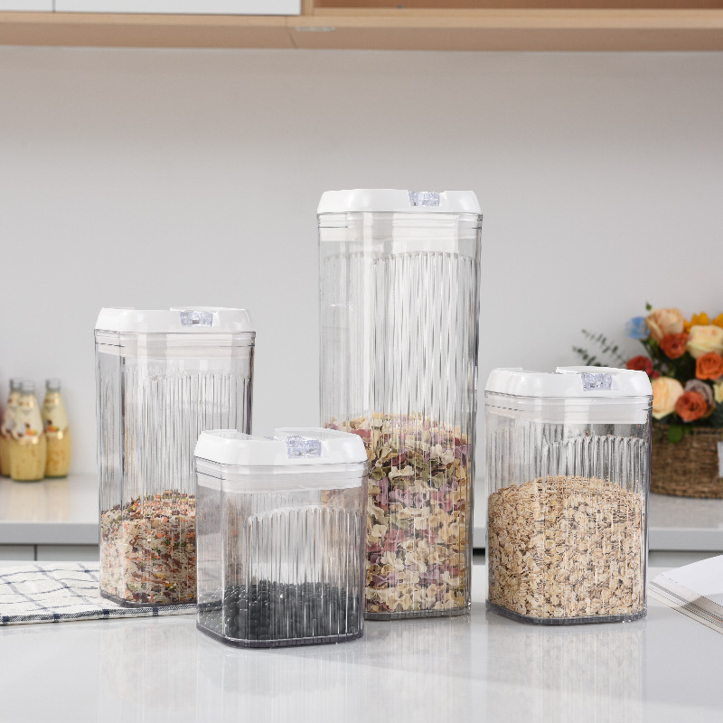 五谷杂粮收纳盒按压式食品收纳罐零食奶粉咖啡密封保鲜透明储物罐详情3