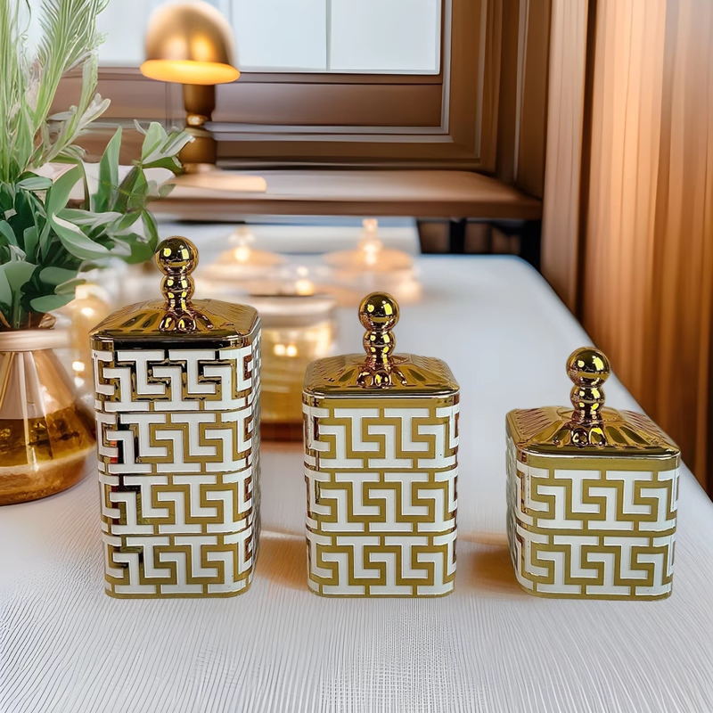 密封罐食品用塑料瓶高级糖果罐储物罐佐料盒简约镂空烫金跨境轻奢详情5