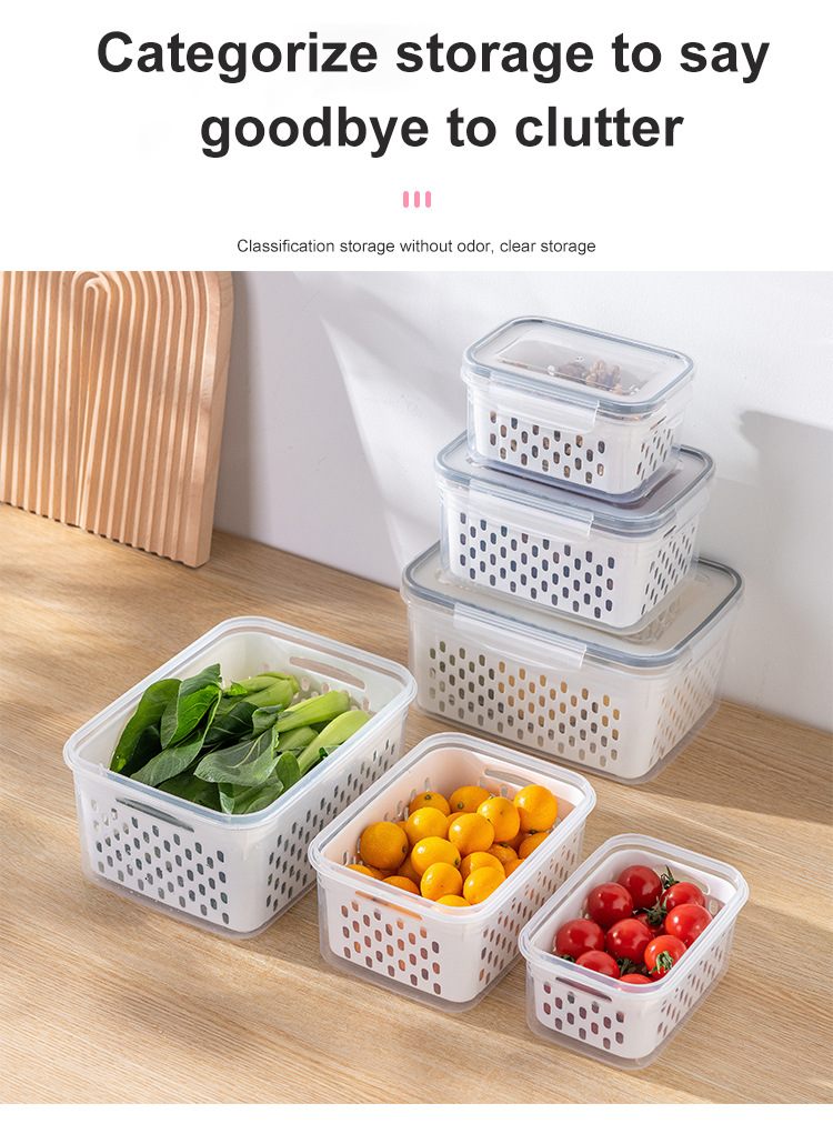 透明保鲜盒塑料盒子长方形冰箱专用冷藏密封食品级三件套带盖收纳详情3