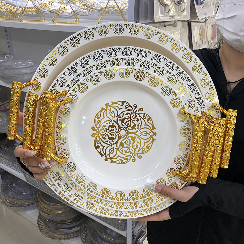 Foreign trade cross-border light luxury high-end tray, fruit plate, dried fruit candy plate, tableware, plastic PET, living room household pic 6
