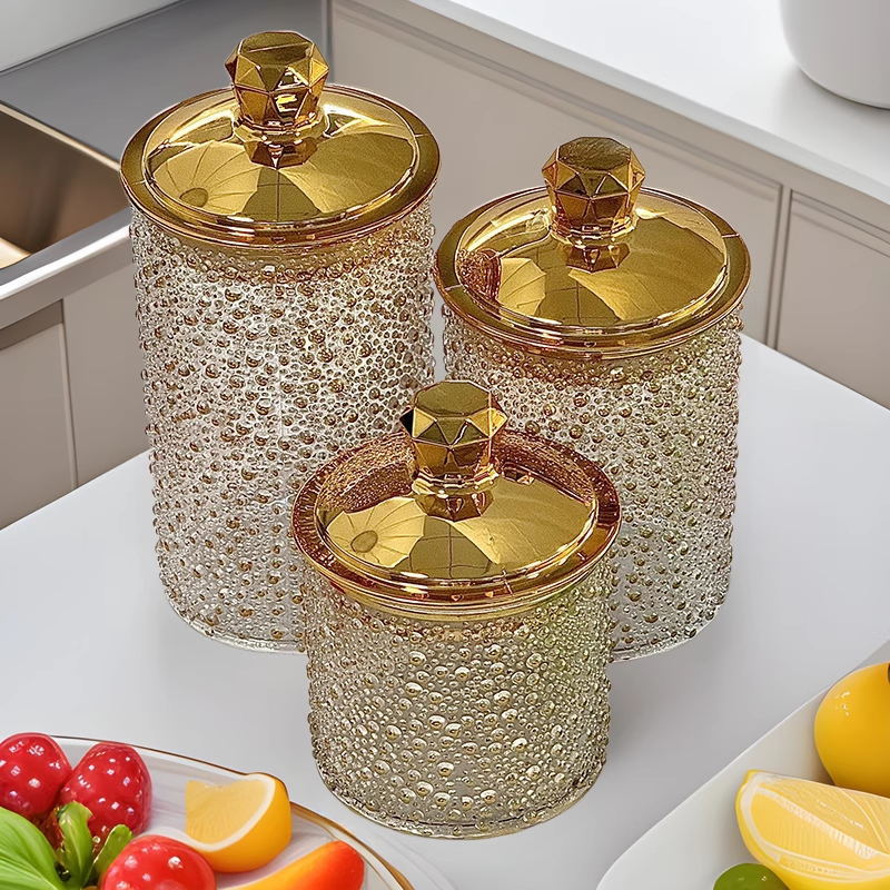 密封罐食品级塑料轻奢透明烫金糖果零食储物罐五谷杂粮跨境现货详情9