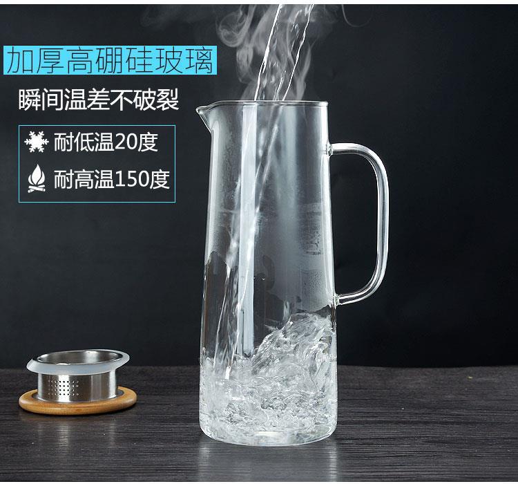 High borosilicate glass straight body water bottle for cooling boiled water, large-capacity transparent glass juice cold water bottle for office pic 11