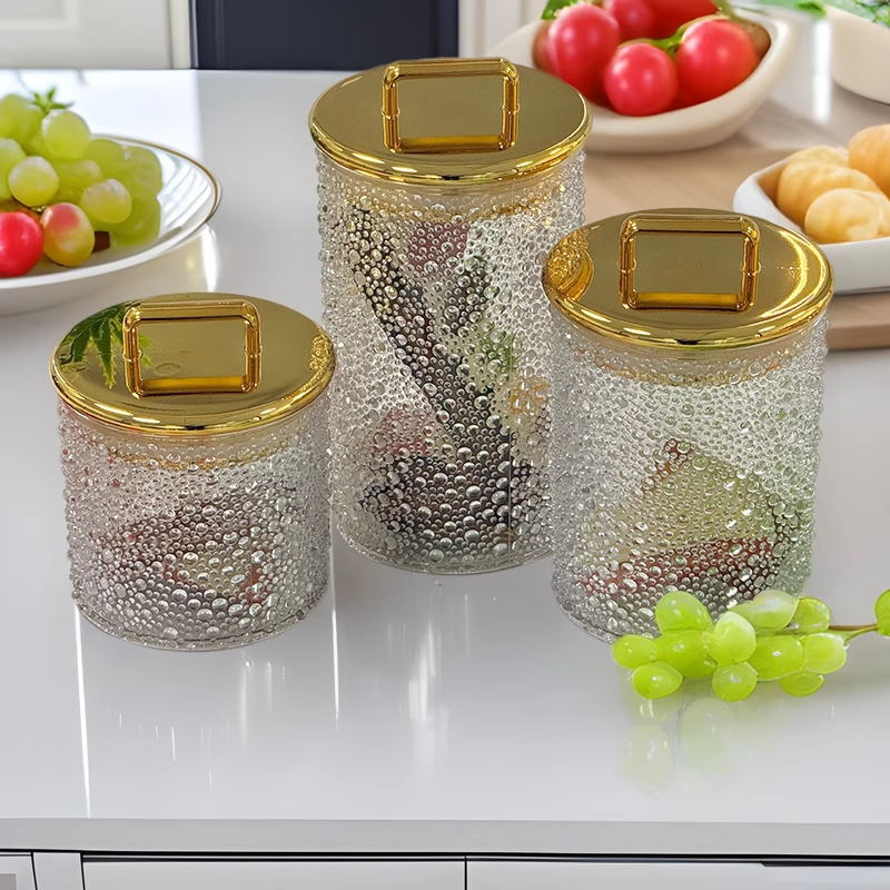 密封罐食品级塑料轻奢透明烫金糖果零食储物罐五谷杂粮跨境现货详情10