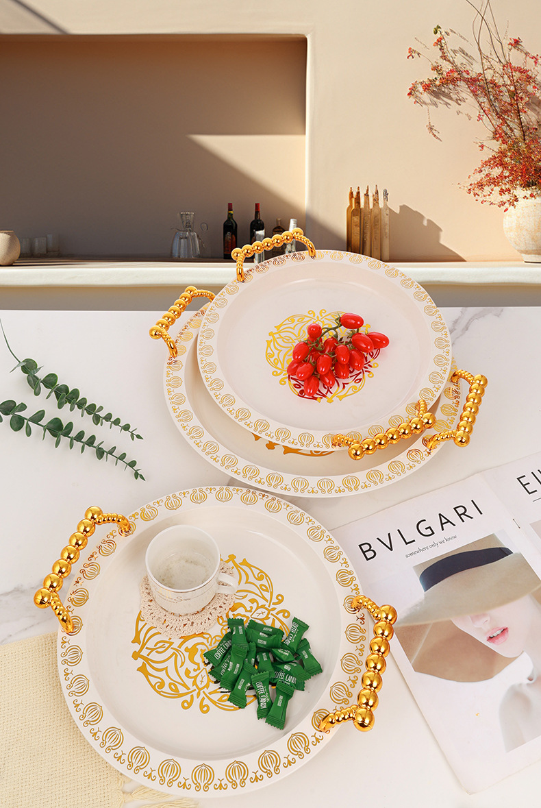 Foreign trade cross-border light luxury high-end tray, fruit plate, dried fruit candy plate, tableware, plastic PET, living room household pic 3