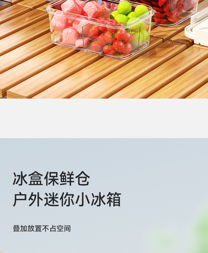 户外水果冰镇保鲜盒手提式便当盒塑料密封盒食品级家用冰箱收纳盒详情2