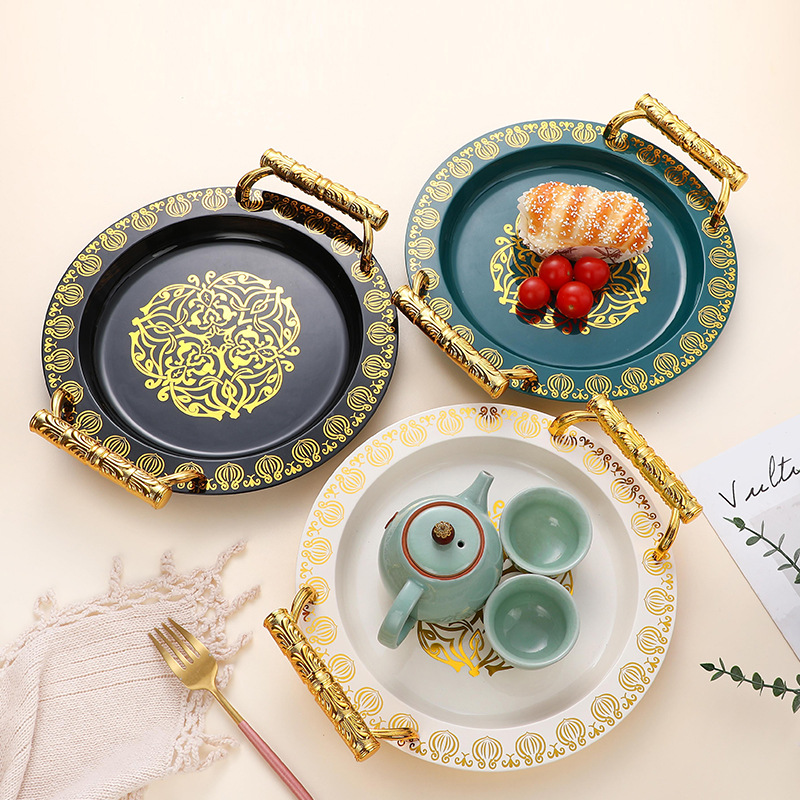 Round fruit plate, tea plate, set tray, dried fruit candy plate, tableware, plastic PET, living room, household, foreign trade, cross-border pic 1