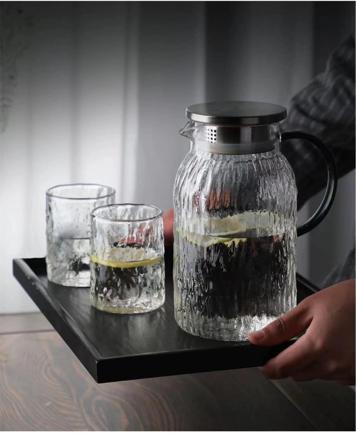 Cold water kettle, high-temperature resistant tree-patterned household cold water kettle cup, large-capacity living room glass kettle, teapot set, high appearance level pic 6