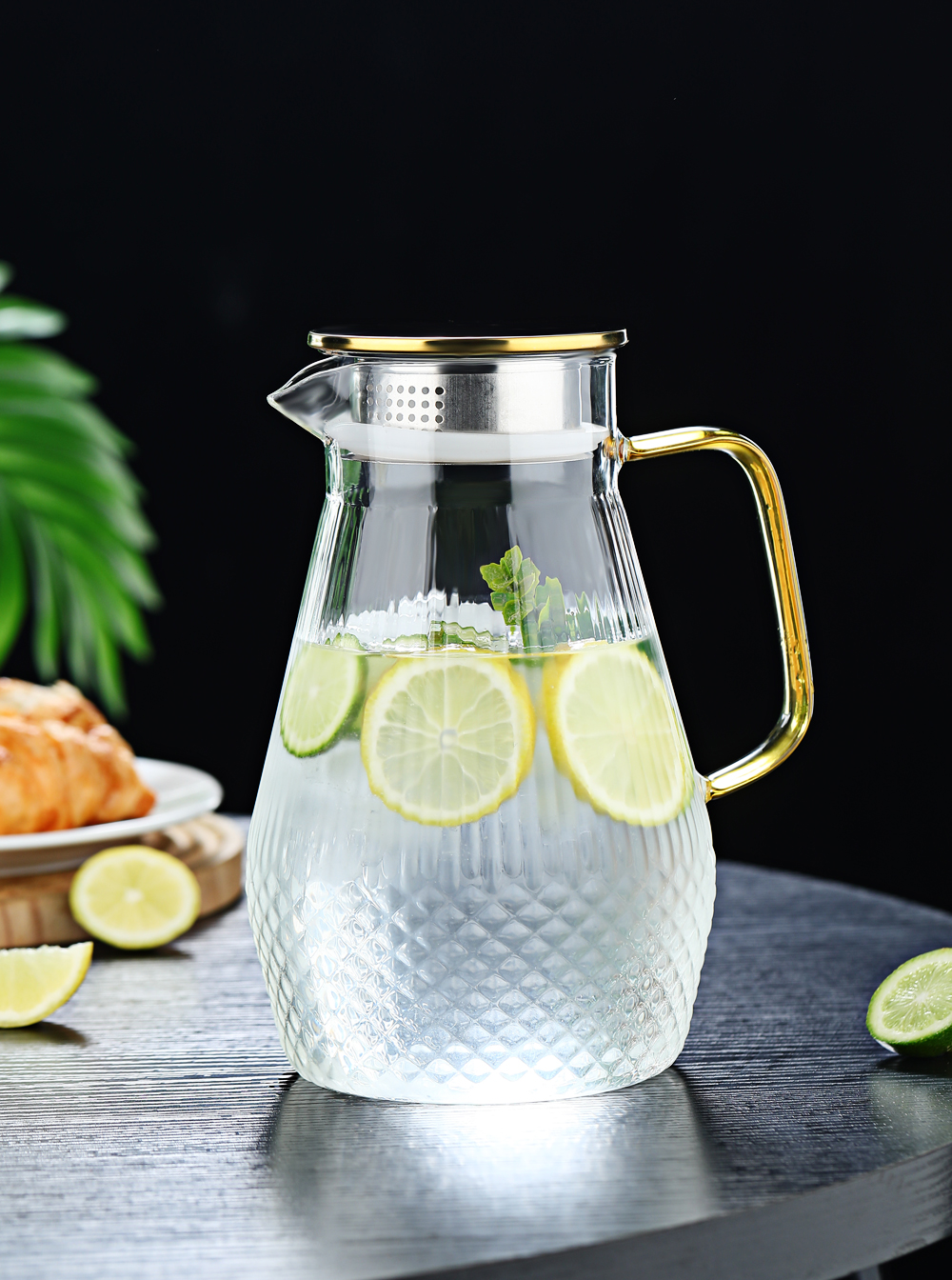 厂家批发现货高硼硅玻璃冷水壶轻奢风凉水壶家用半夏壶半夏杯套装详情15