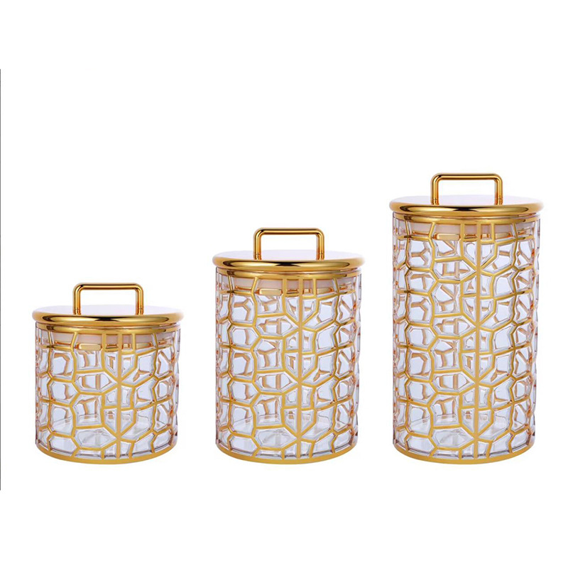 密封罐食品级塑料轻奢透明烫金糖果零食储物罐五谷杂粮跨境现货详情12