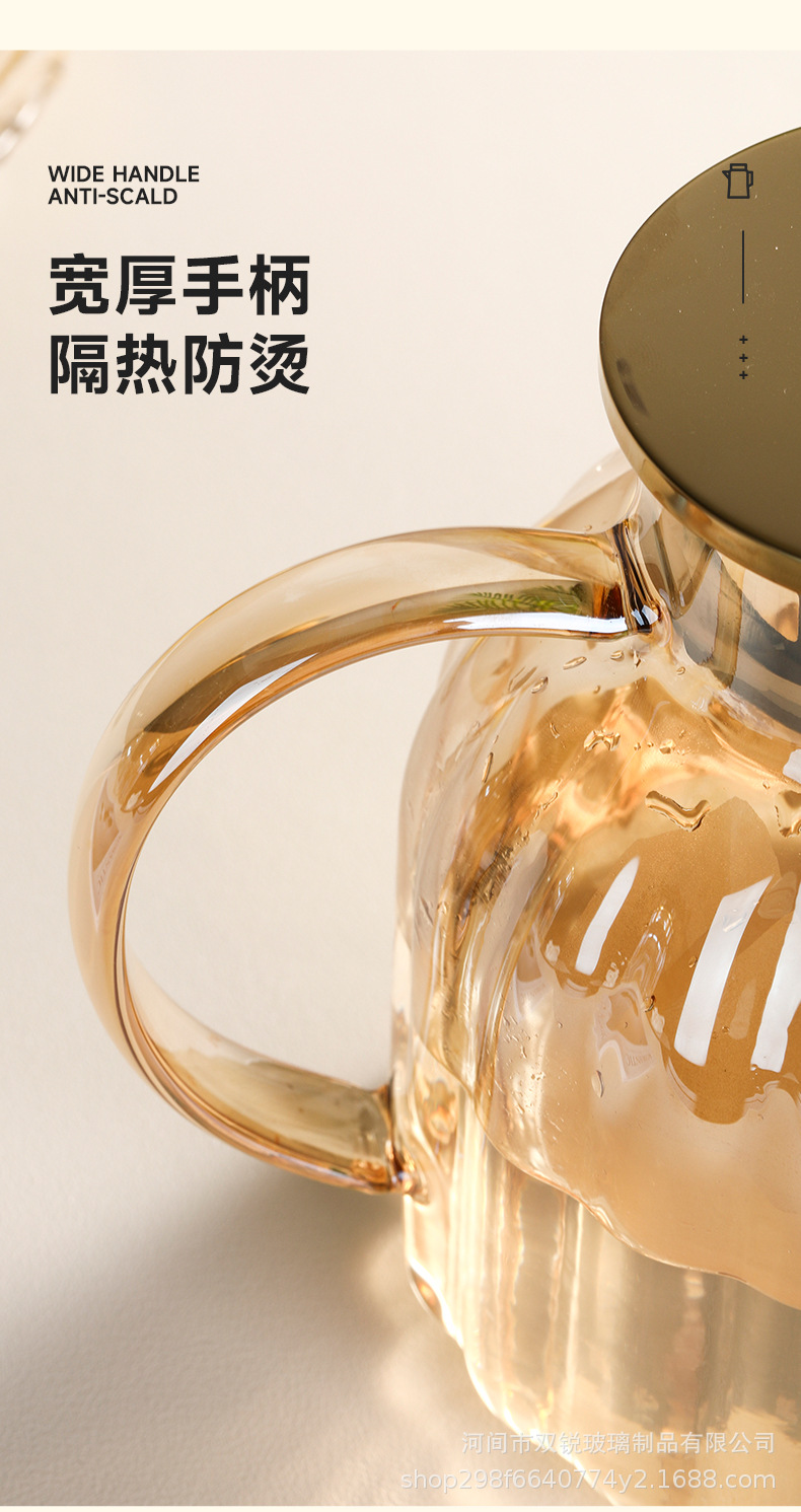 Cold water bottle glass high-temperature resistant household large-capacity tea brewing set, plain water cup, heat-resistant teapot, hot water bottle pic 7