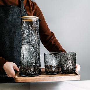绿典 玻璃凉水壶水杯日式家用壶杯套装创意条纹冷水壶果汁壶水具详情5