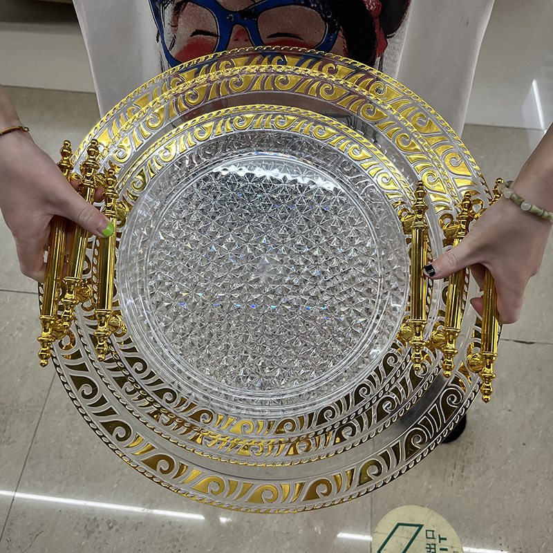 水果盘塑料托盘pet咖啡餐厅家用水晶盘子茶杯高级感现货工厂直销详情16