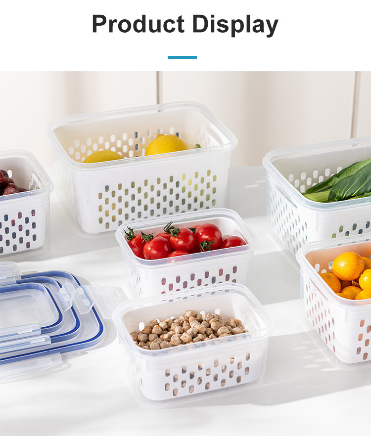 透明保鲜盒塑料盒子长方形冰箱专用冷藏密封食品级三件套带盖收纳详情8