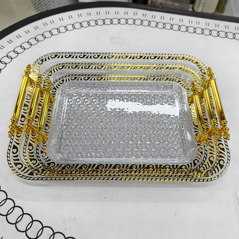 水果盘塑料托盘pet咖啡餐厅家用水晶盘子茶杯高级感现货工厂直销详情15