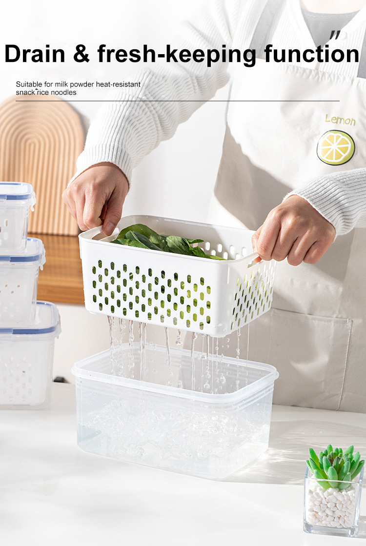 透明保鲜盒塑料盒子长方形冰箱专用冷藏密封食品级三件套带盖收纳详情6