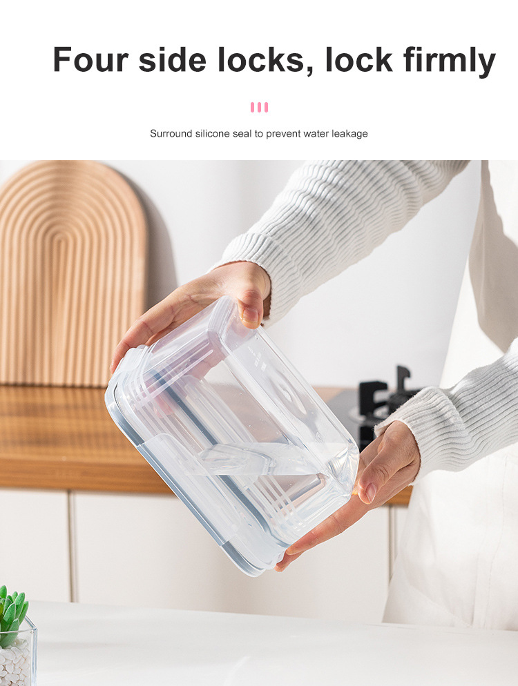 透明保鲜盒塑料盒子长方形冰箱专用冷藏密封食品级三件套带盖收纳详情4