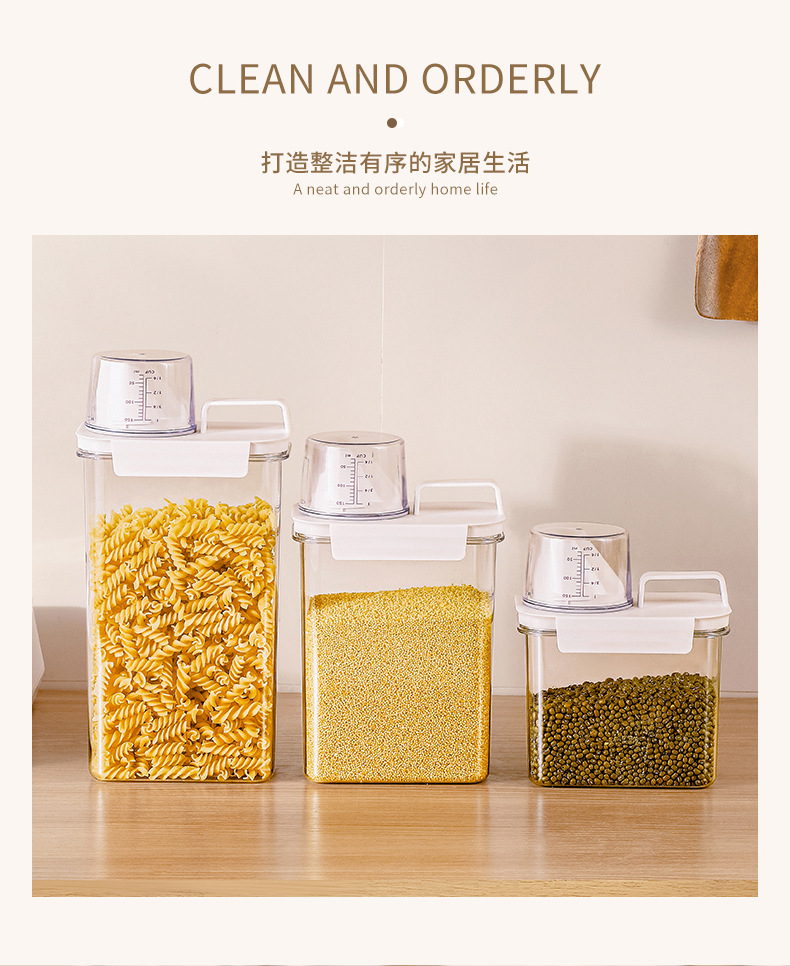 Kitchen grain storage jars, five-grain storage jars, transparent rice buckets, flour jars, plastic sealed jars, storage boxes pic 2