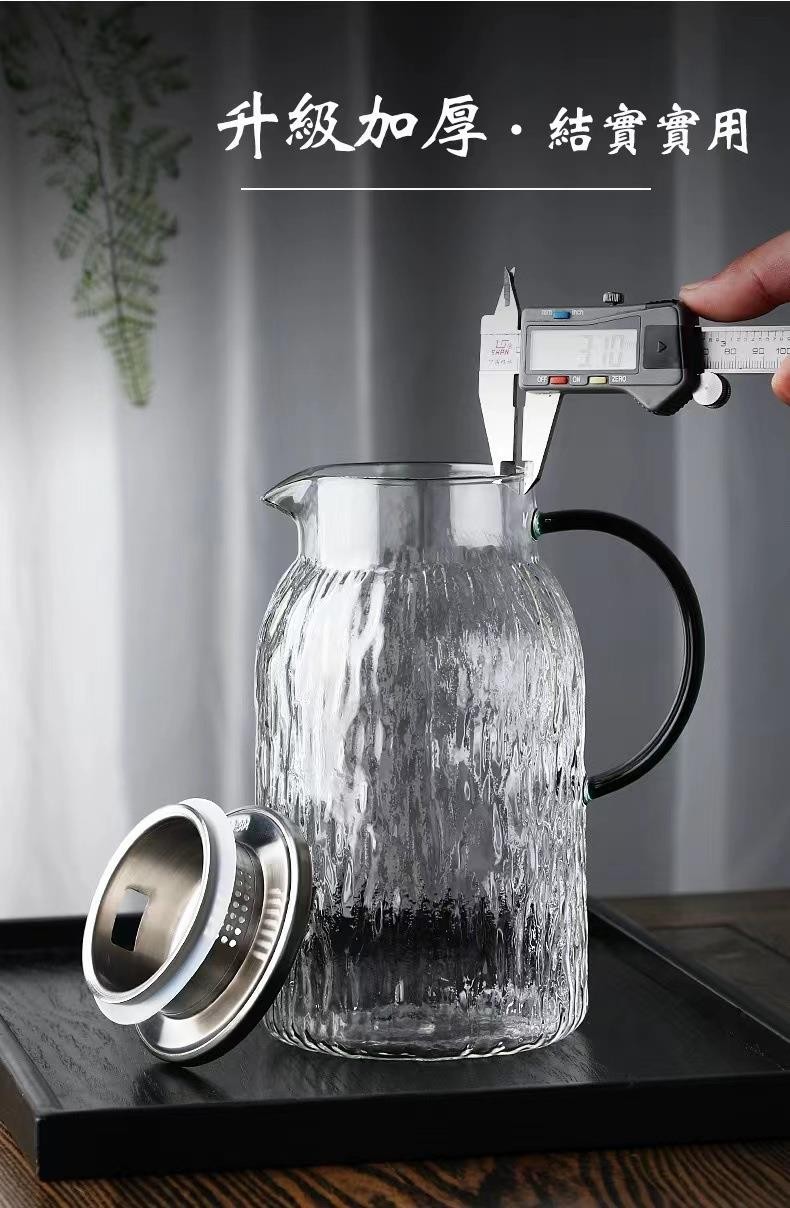 Cold water kettle, high-temperature resistant tree-patterned household cold water kettle cup, large-capacity living room glass kettle, teapot set, high appearance level pic 8