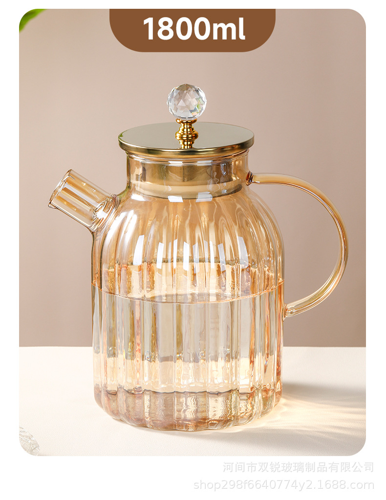 Cold water bottle glass high-temperature resistant household large-capacity tea brewing set, plain water cup, heat-resistant teapot, hot water bottle pic 12