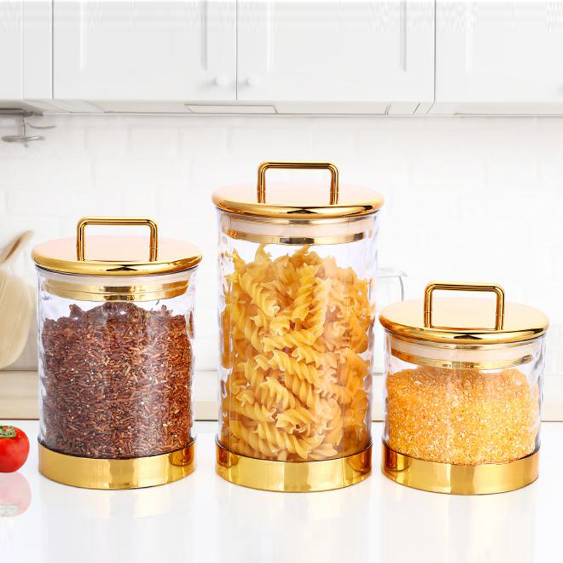 密封罐食品级塑料轻奢透明烫金糖果零食储物罐五谷杂粮跨境现货详情1
