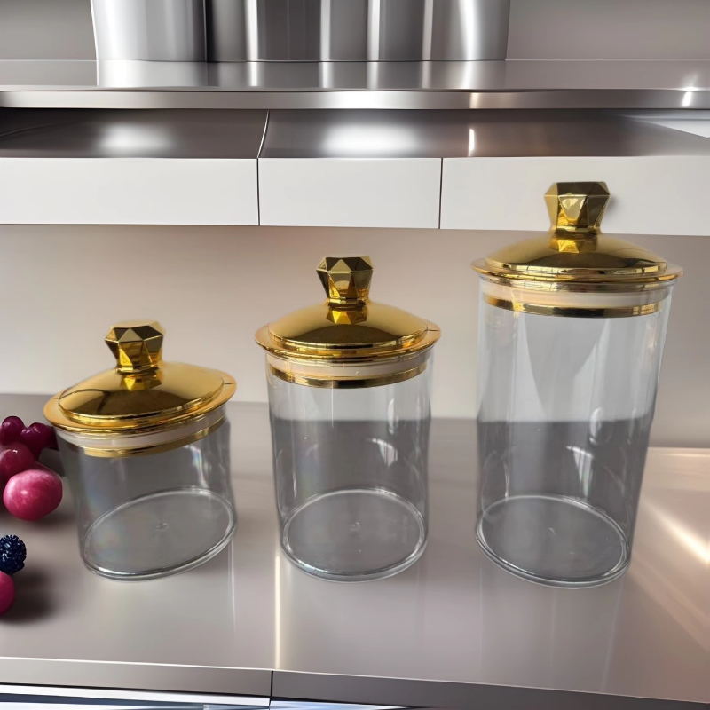 密封罐食品级塑料轻奢透明烫金糖果零食储物罐五谷杂粮跨境现货详情13