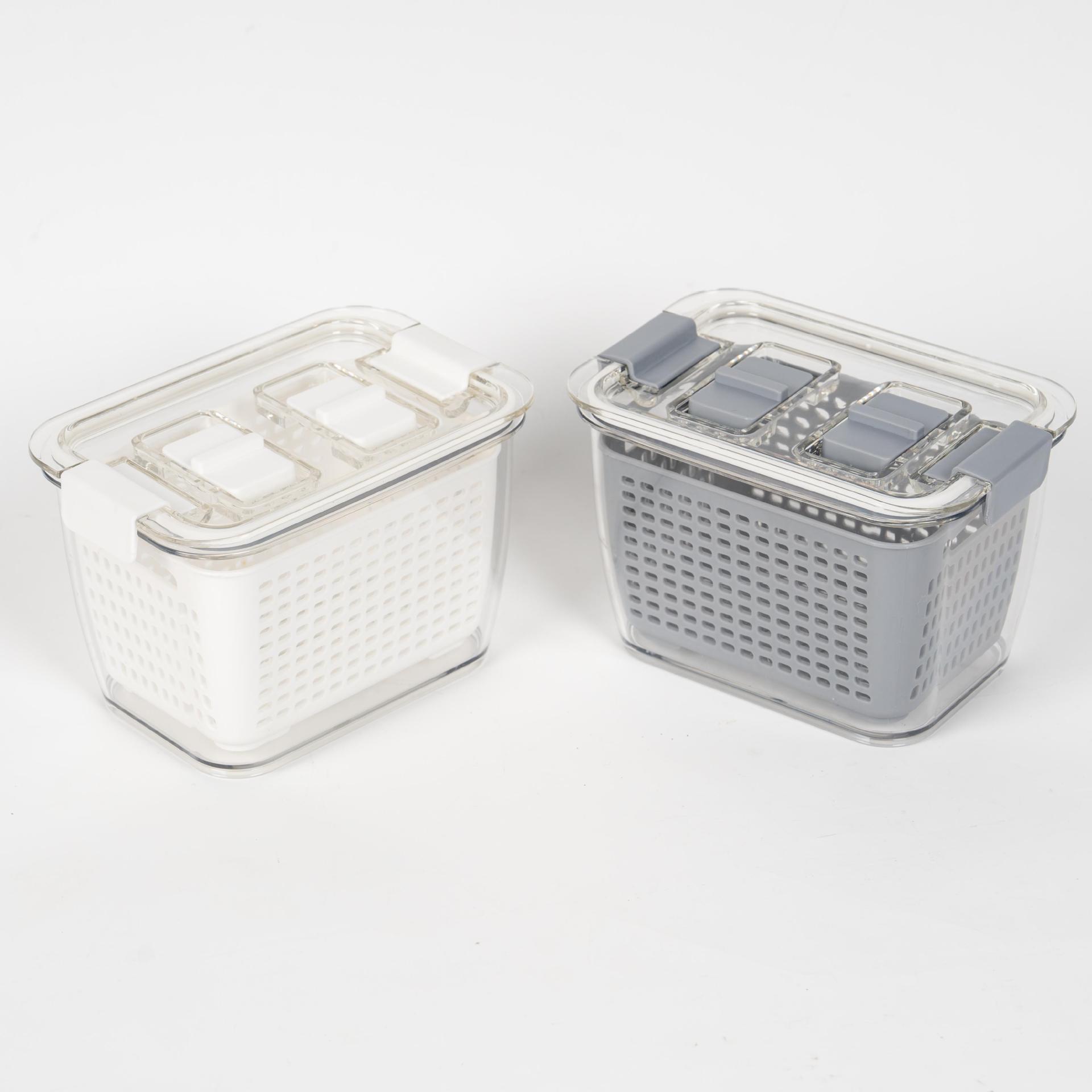 Refrigerator storage box, PET draining basket, kitchen fruit and vegetable storage sealed, food-grade preservation, household vegetable washing basket pic 3