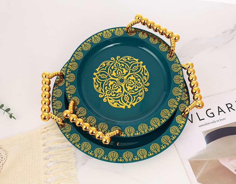 Foreign trade cross-border light luxury high-end tray, fruit plate, dried fruit candy plate, tableware, plastic PET, living room household pic 5