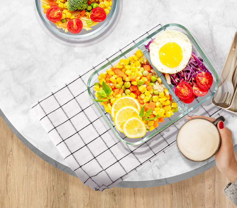 烤箱微波炉可加热保鲜盒高硼硅玻璃饭盒学生长方形带饭便当盒餐盒详情2