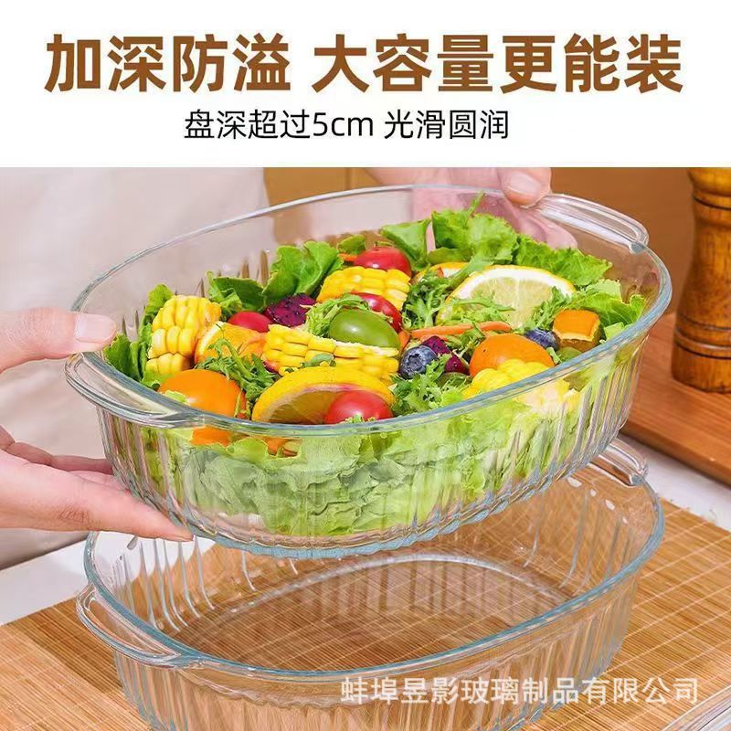家用椭圆形透明竖纹高硼硅玻璃加厚大容量带盖砂锅煲厨房用品汤煲详情9