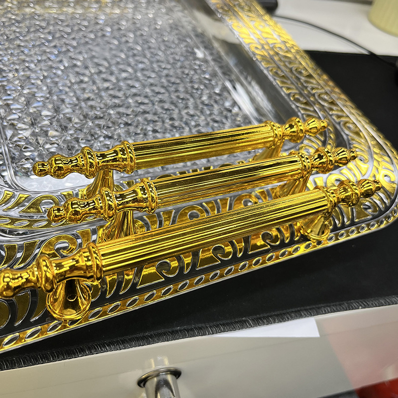 茶盘水果盘家用长方形托盘点心餐盘烫金收纳甜品蛋糕跨境直供工厂详情6