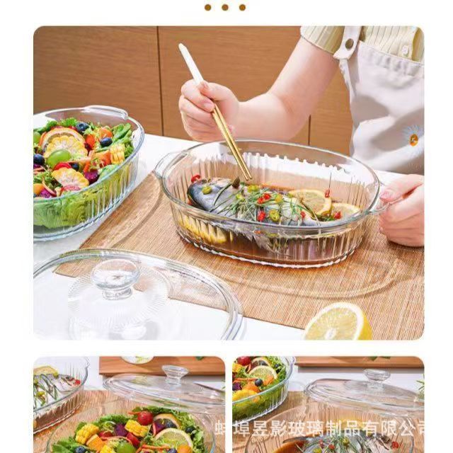 家用椭圆形透明竖纹高硼硅玻璃加厚大容量带盖砂锅煲厨房用品汤煲详情7