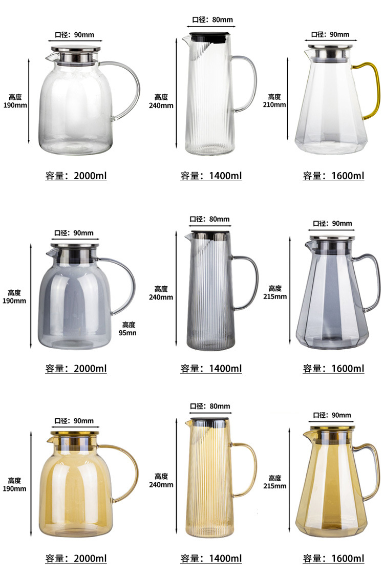Cold water bottle, glass heat-resistant, high-temperature explosion-proof, household large-capacity water bottle, refrigerator water cup, teapot set, cold water bottle pic 6