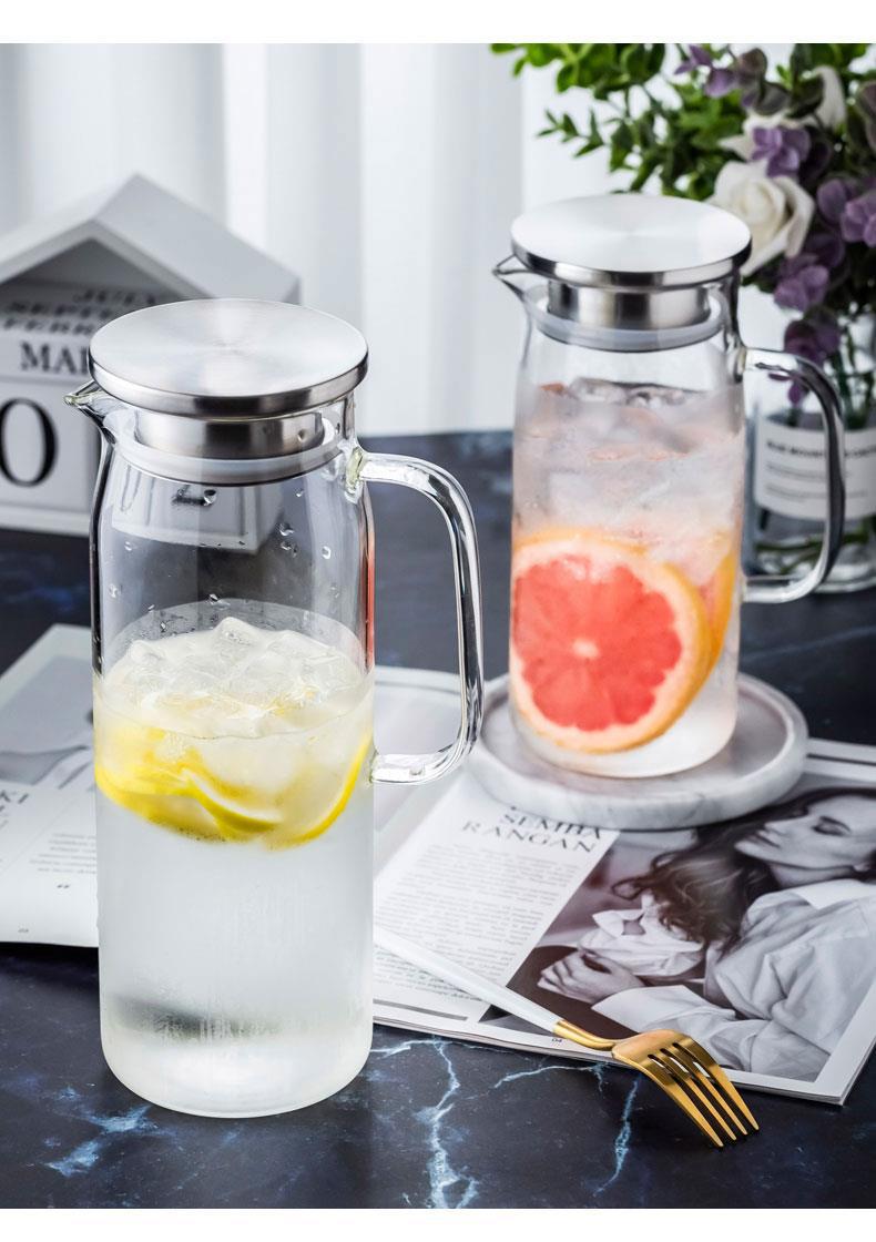 High borosilicate glass straight body water bottle for cooling boiled water, large-capacity transparent glass juice cold water bottle for office pic 4
