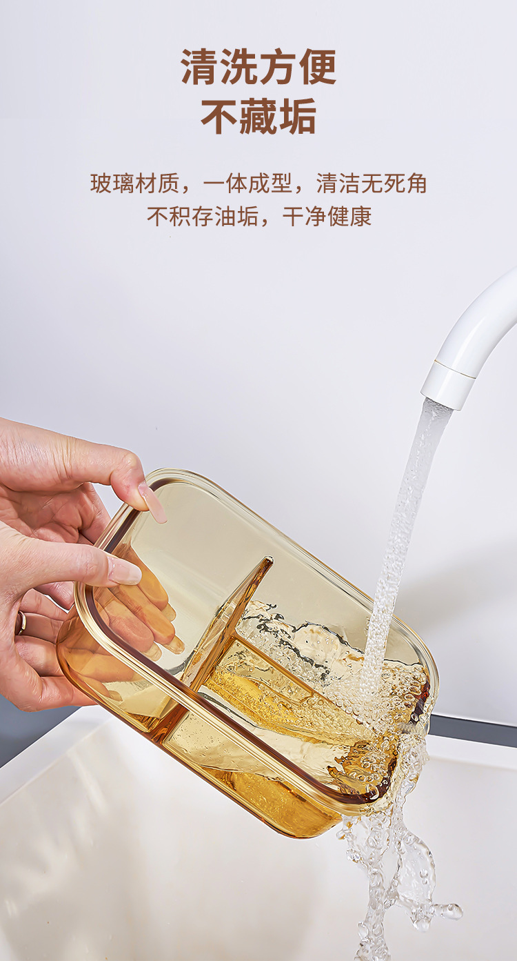 饭盒微波炉加热专用碗上班族带饭餐盒玻璃保鲜盒分隔便当盒带盖子详情7