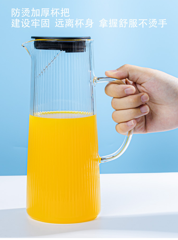 Cold water bottle, glass heat-resistant, high-temperature explosion-proof, household large-capacity water bottle, refrigerator water cup, teapot set, cold water bottle pic 8