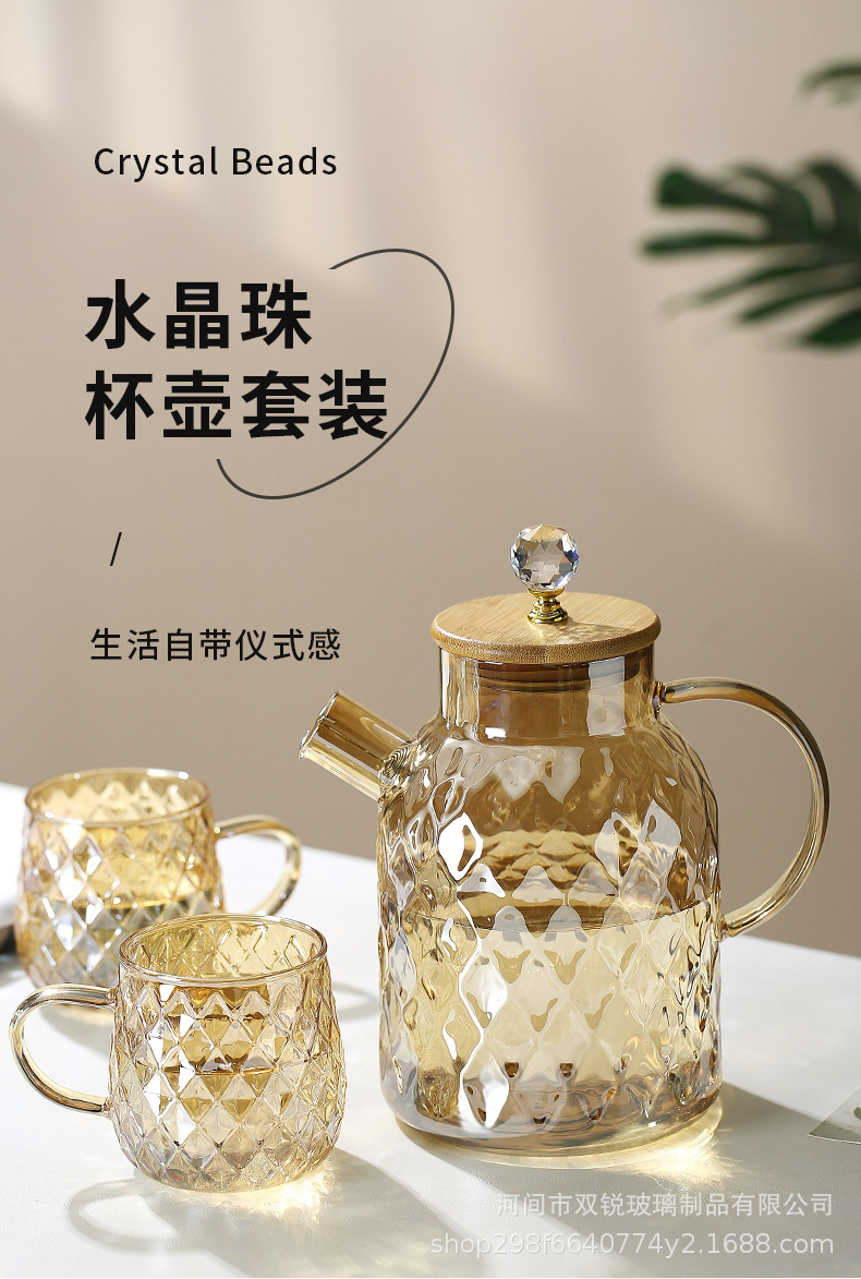 High borosilicate heat-resistant and cold-resistant water kettle, large-capacity cooling water kettle, household teapot, juice and beverage teapot, light luxury Lanling teapot pic 2