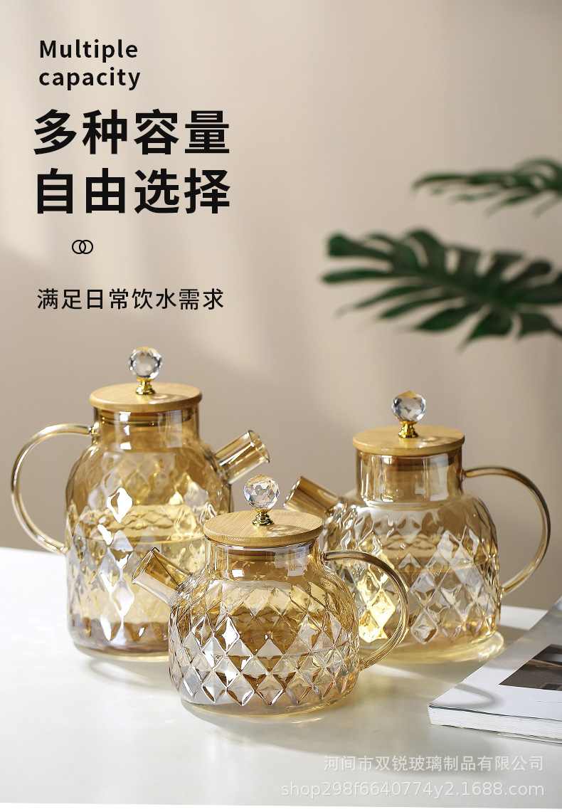 High borosilicate heat-resistant and cold-resistant water kettle, large-capacity cooling water kettle, household teapot, juice and beverage teapot, light luxury Lanling teapot pic 4