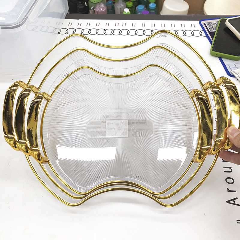 水果盘塑料托盘pet咖啡餐厅家用水晶盘子茶杯高级感现货工厂直销详情13