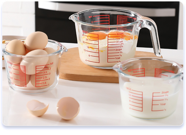 Large-capacity glass measuring cup with scale, high-temperature resistant baking kitchen, milliliter measuring water cup, egg beating upgraded and thickened pic 4