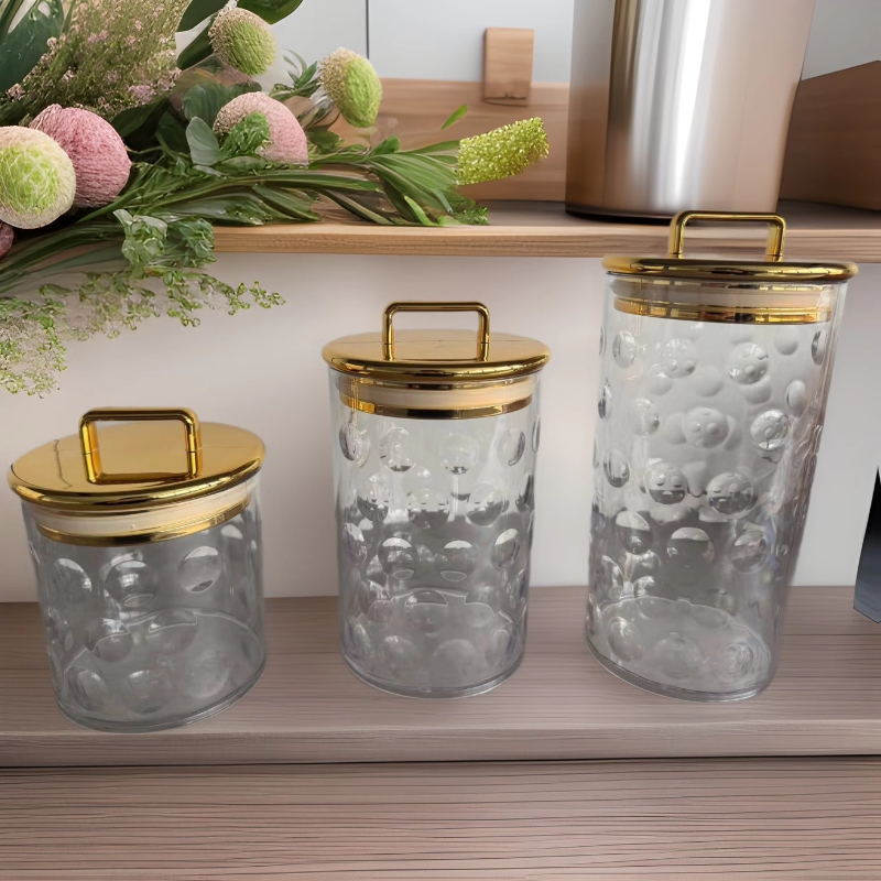 密封罐食品级塑料轻奢透明烫金糖果零食储物罐五谷杂粮跨境现货详情19