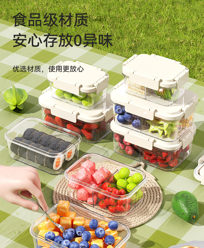 户外水果冰镇保鲜盒手提式便当盒塑料密封盒食品级家用冰箱收纳盒详情6