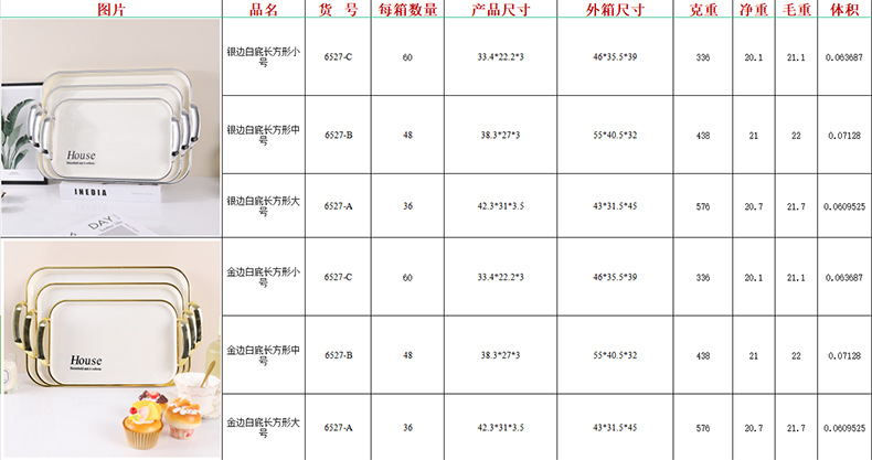 果盘跨境直供外贸托盘三件套塑料PET方形圆形椭圆形家用商用托盘 pic 7