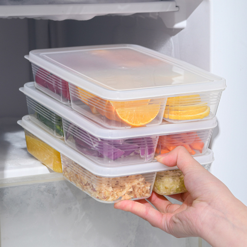 Japanese-style covered four-compartment food preparation box, refrigerator storage box, food-grade scallion, ginger and garlic side dish refrigerator plastic preservation box pic 7