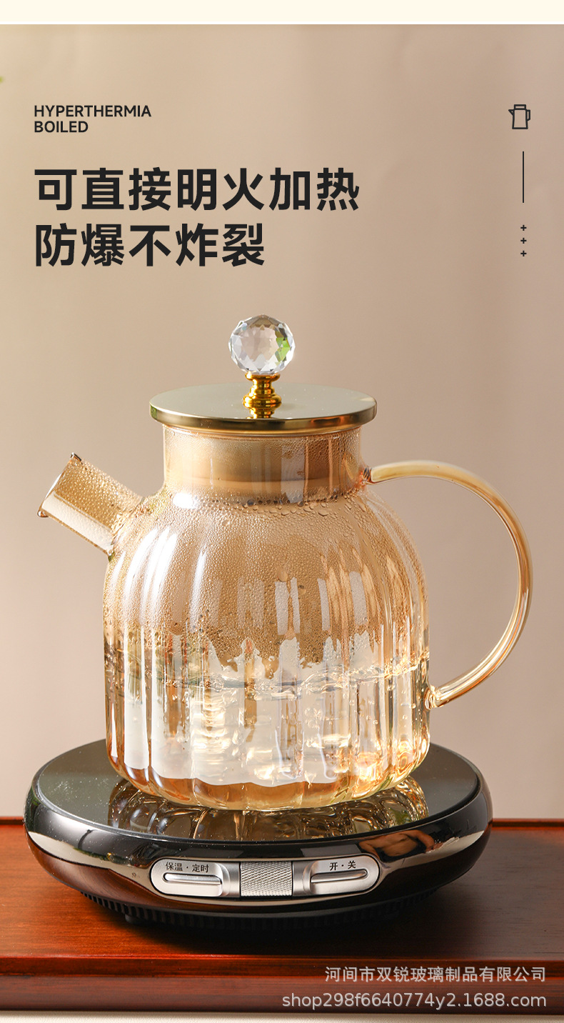 Cold water bottle glass high-temperature resistant household large-capacity tea brewing set, plain water cup, heat-resistant teapot, hot water bottle pic 5