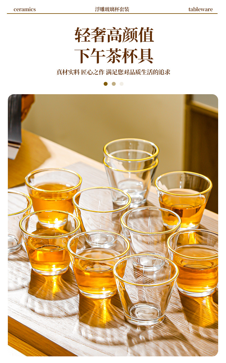 玻璃咖啡碟子小吃碟饭店酒店家用小茶杯小号品茗杯日式功夫茶杯详情4